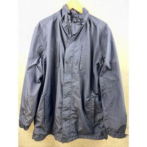 Eddie Bauer Men’s Size LG Weather Edge Waterproof Jacket Double Zip No Hood Navy